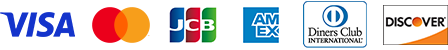 VISA、MASTER、JCB、AMEX、DinersClub、DISCOVER
